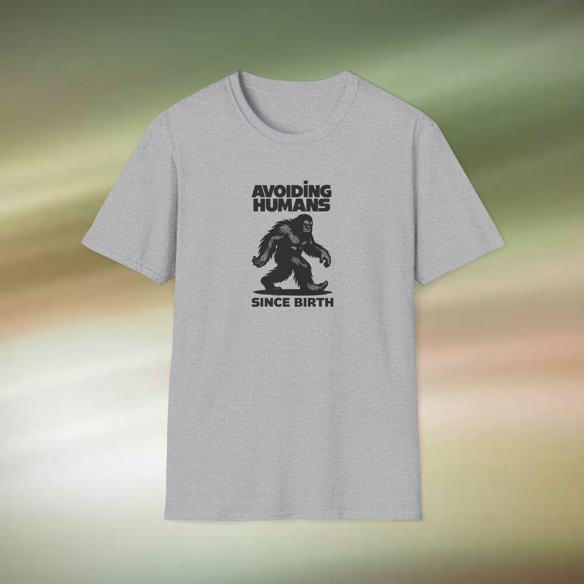 Unisex Bigfoot T-Shirt - Avoiding Humans Since Birth, Funny Tee for Sasquatch Fans, Gift for Introverts, Quirky Humor Shirt
